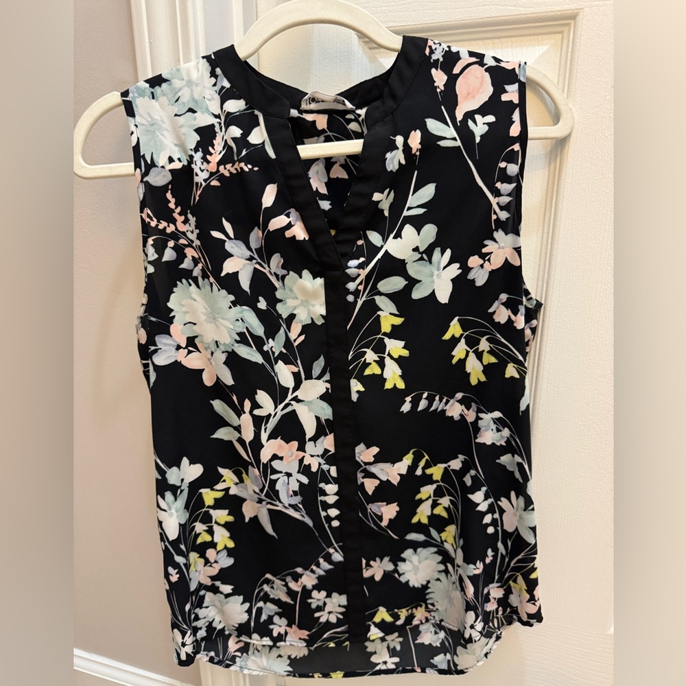 Calvin Klein Black Floral Sleeveless Blouse